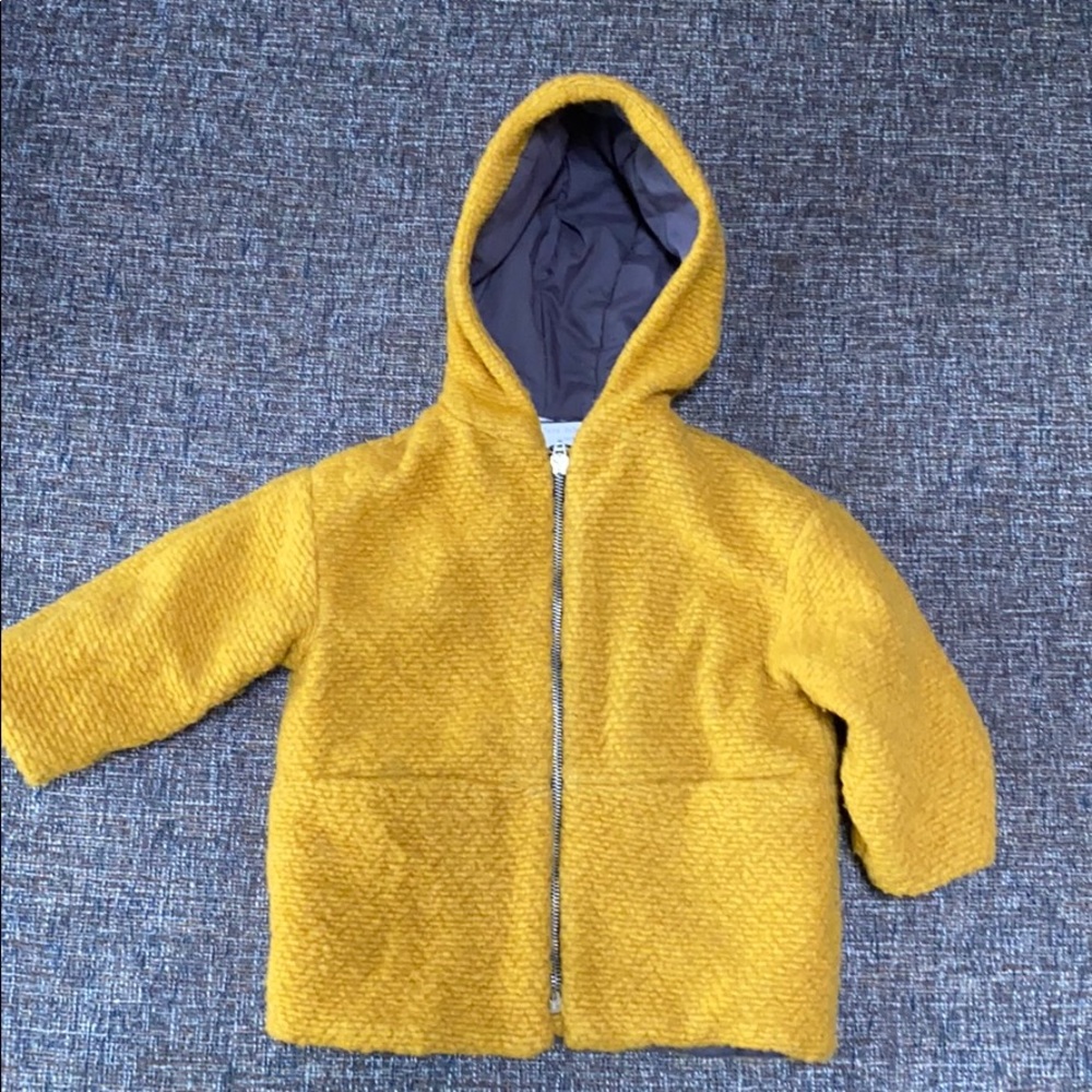 Zara baby mustard coat with hood